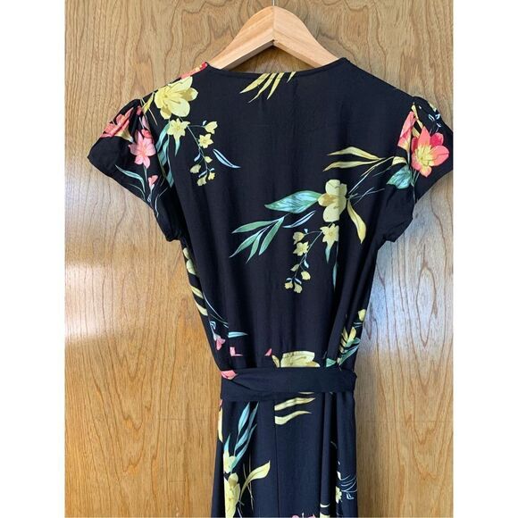 XIX PALMS Kaanapali Wrap Maxi Dress Black Size XS - Picture 8 of 12